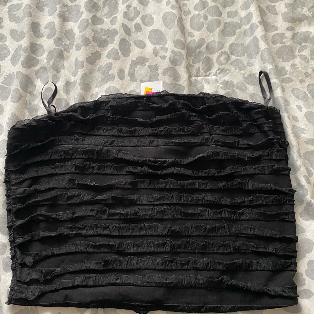 Black Ruffled Tube Top
